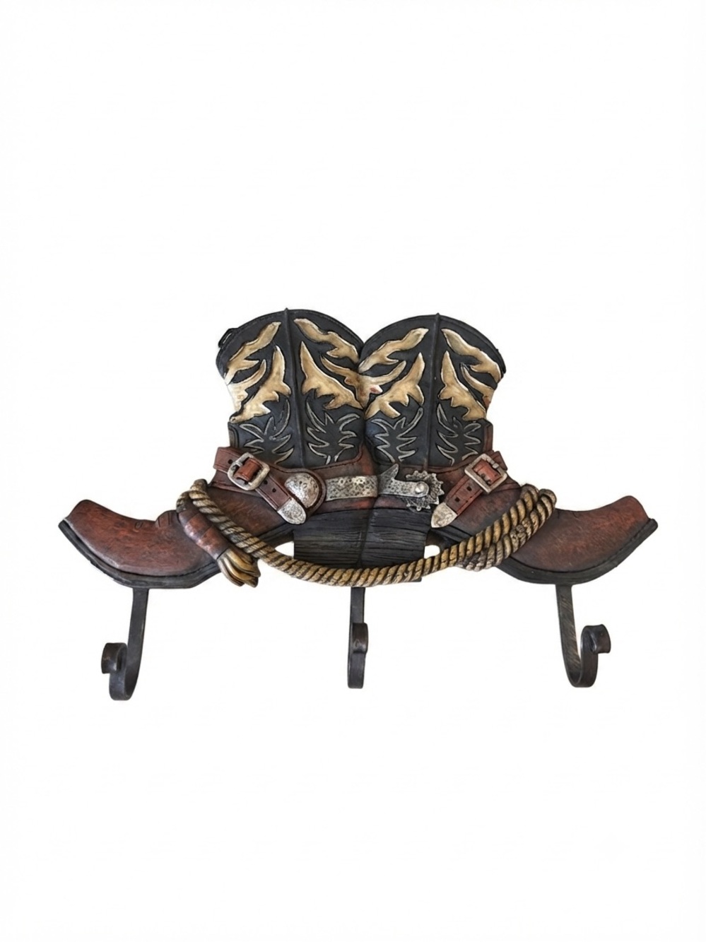 Cowboy Boot Wall Hook Rack - Brown - Picture 2 of 3